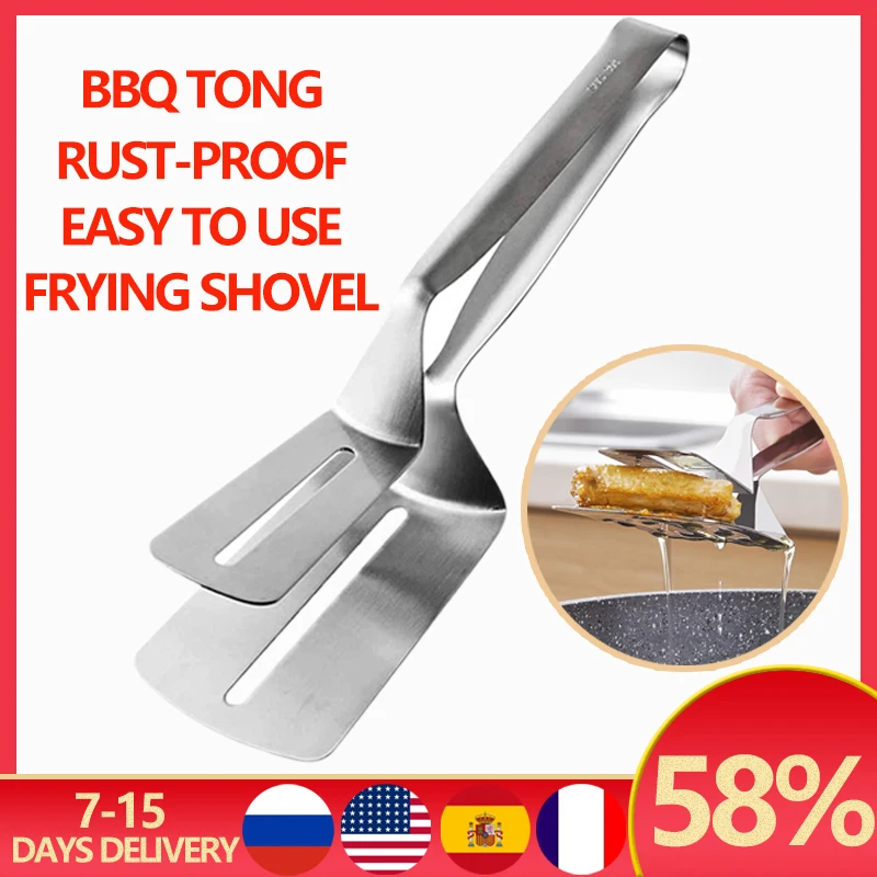 

Stainless Steel Frying Shovel Clip Multifunctional Steak Bbq Tongs Pancake Fried Pizza Steak Fish Spatula Bread Kitchen Tool