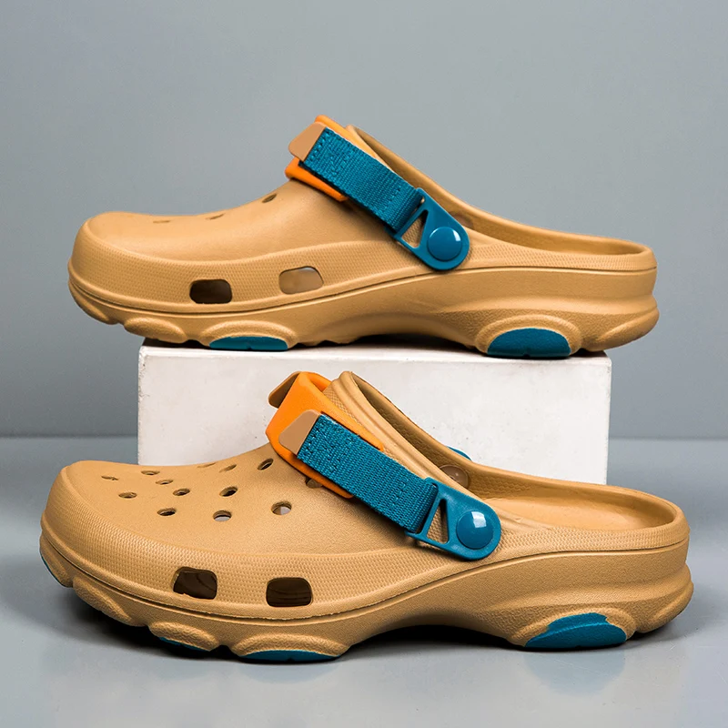 

2024 Classic Hollow Out Sandals Man Fashion Khaki Slip-on Lightweight Men's Clogs Outdoor Beach Non-slip Summer Slippers For Men
