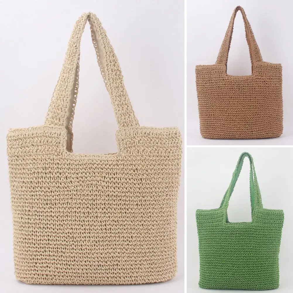 Women Straw Beach Bag Large Capacity Solid Color Handmade Bag Summer Casual Straw Tote Handbag Single Shoulder Bag Daily Use
Women Straw Beach Bag Large Capacity Solid Color Handmade Bag Summer Casual Straw Tote Handbag Single Shoulder Bag Daily Use