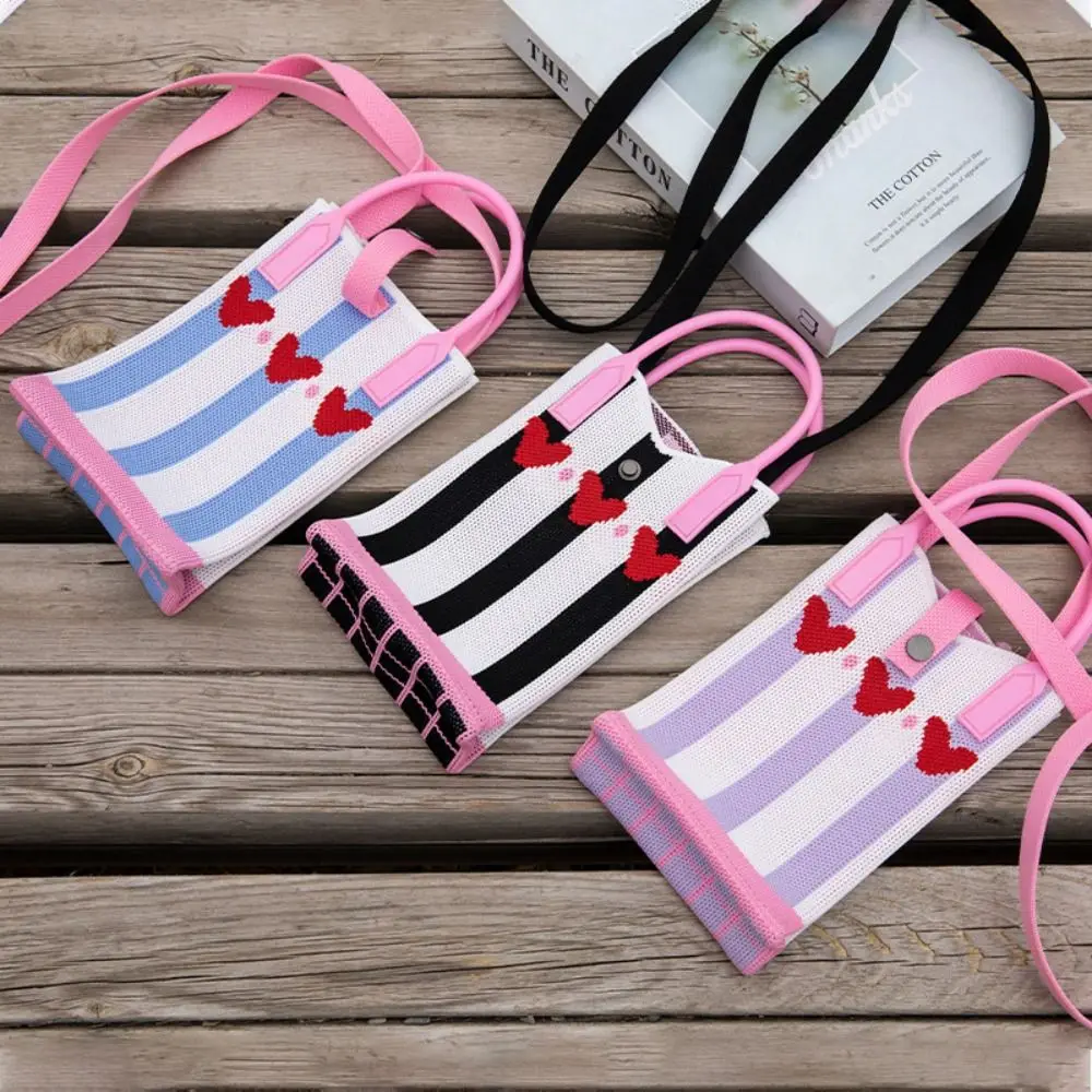 Мини-сумка ручной работы, милая вместительная сумка через плечо, женская сумка для телефона из полиэстера с сердечками 
Мини-сумка ручной работы, милая вместительная сумка через плечо, женская сумка для телефона из полиэстера с сердечками