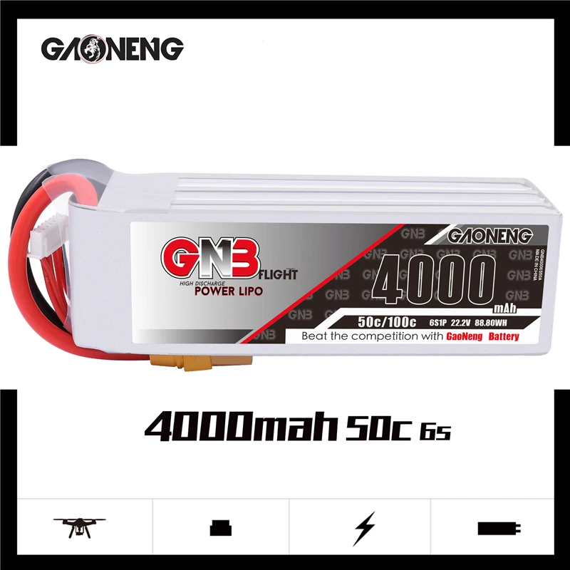 

Original GNB HV Lipo Battery MAX 100C 22.2V 6S 4000mAh For FPV Drone RC Helicopter Car Boat UAV RC Parts With XT60 XT90 T Plug