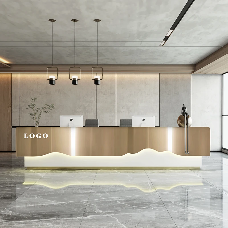 Modern Reception Desks Cashier Table Commercial Aesthetic Office Business Help Simple Luxury Display Mostrador Furniture 
Modern Reception Desks Cashier Table Commercial Aesthetic Office Business Help Simple Luxury Display Mostrador Furniture