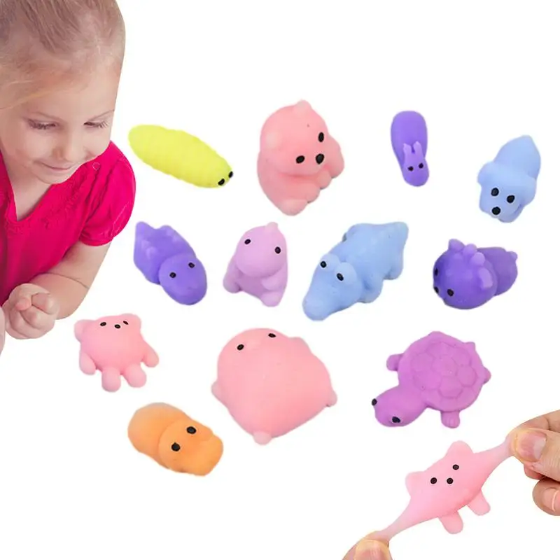 

Squishys Stress Toys For Kids Sensory Fidget Toy 12pcs Grab And Snap Hand Toy Finger Sensory Toy Animal Mochi Mini Small Toys