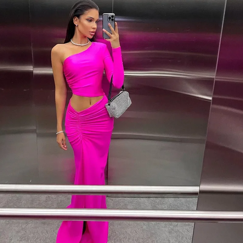 New Long Sleeve One Shoulder Maxi Dress Cut Out Ruched Slit Bodycon Sexy Prom Party Elegant Evening Y2K Clothes Birthday
New Long Sleeve One Shoulder Maxi Dress Cut Out Ruched Slit Bodycon Sexy Prom Party Elegant Evening Y2K Clothes Birthday