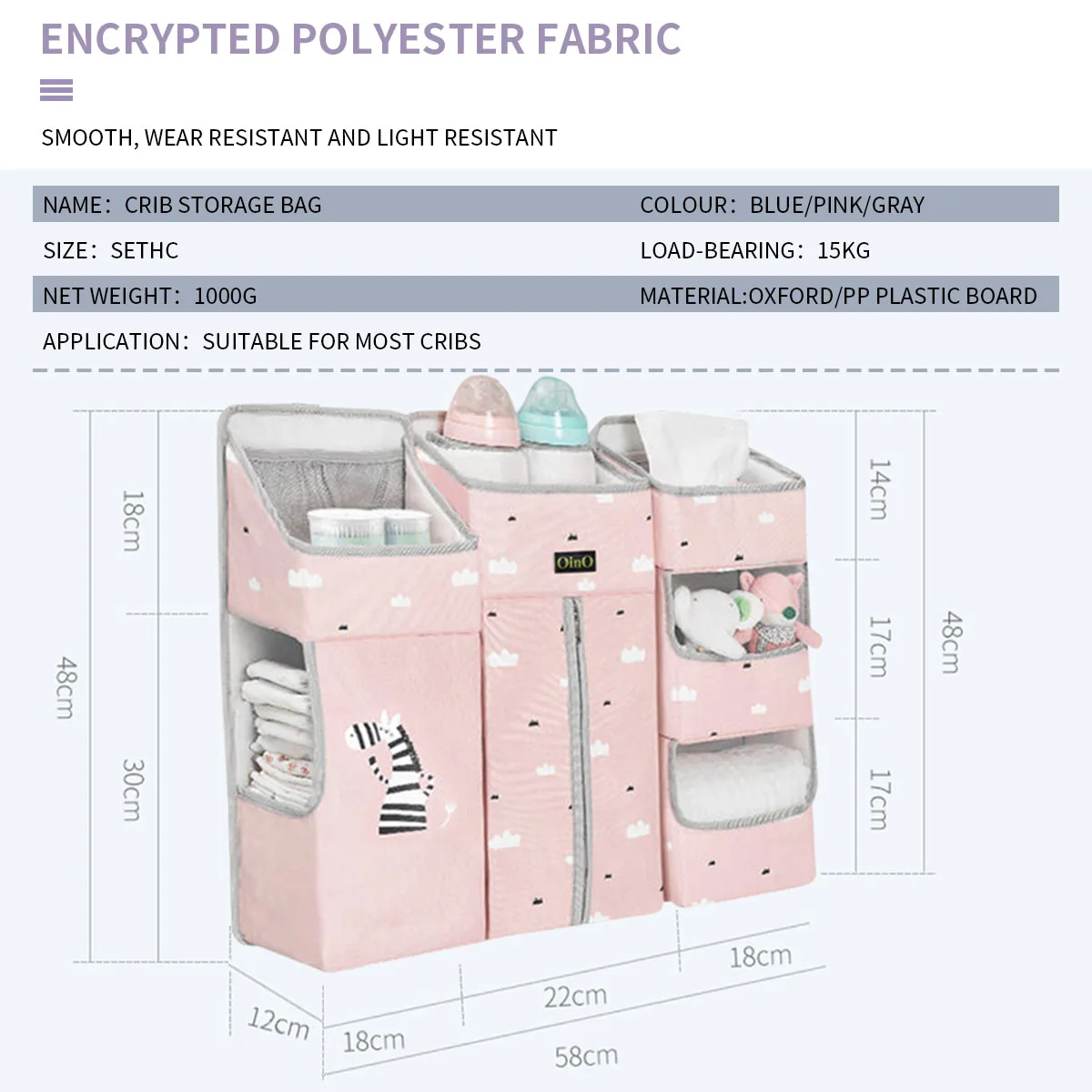 Premium 3-in-1 Hanging Crib Organizer with Storage Pockets | HavF Beauty Crib organizer Hanging crib organizer Baby diaper storage organizer Nursery hanging organizer Crib diaper caddy