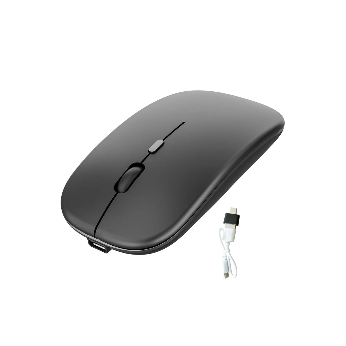 

Беспроводная перезаряжаемая мышь, ультратихая оптическая мышь 2,4G с USB и приемником Type-C, для ноутбука, MacBook (черный)