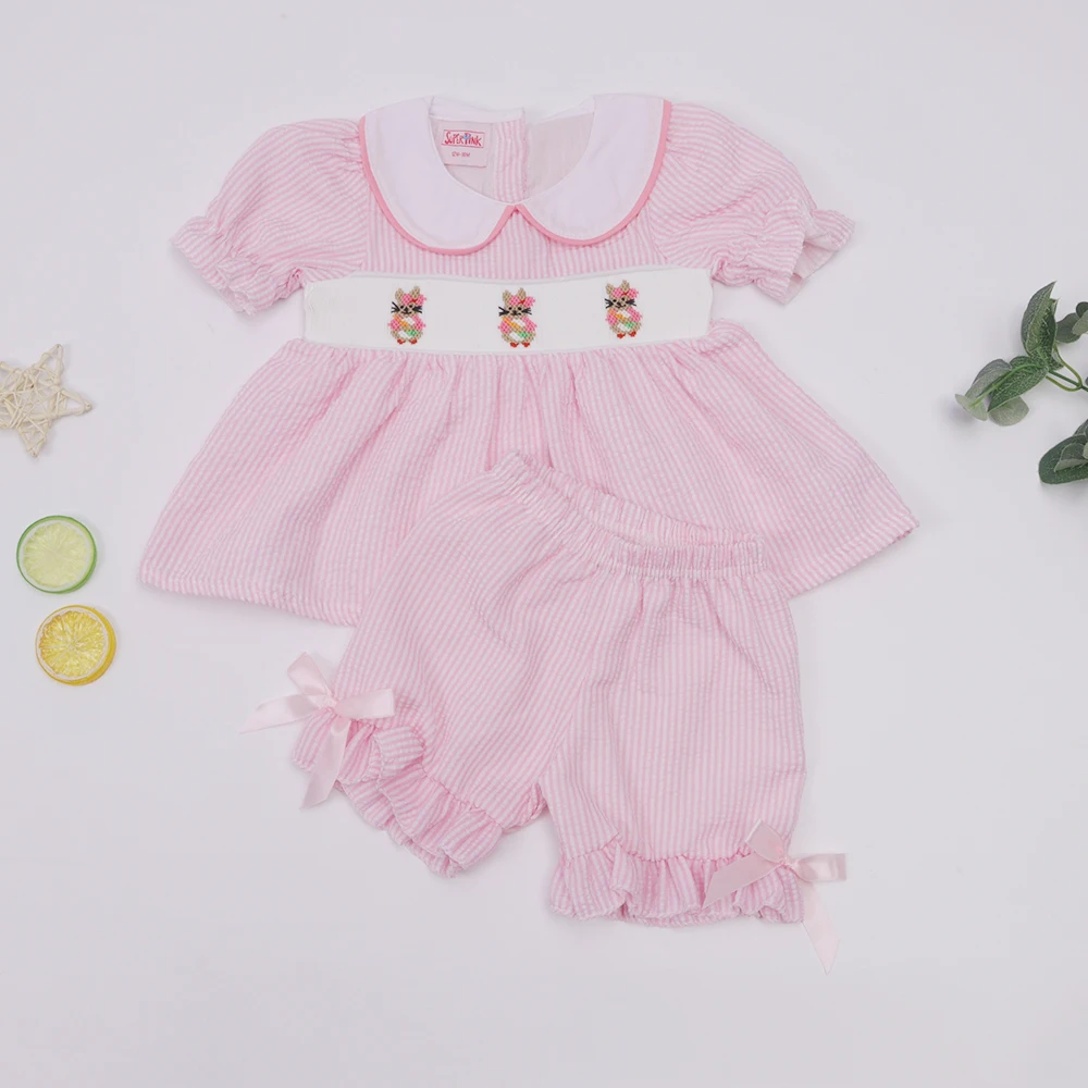 New Easter Baby Girls Clothes Smocked Pink Princess Dresss Sets 2pcs Suits With Rabbits Hand Embroiderey Spring Outfits For Kids
New Easter Baby Girls Clothes Smocked Pink Princess Dresss Sets 2pcs Suits With Rabbits Hand Embroiderey Spring Outfits For Kids
