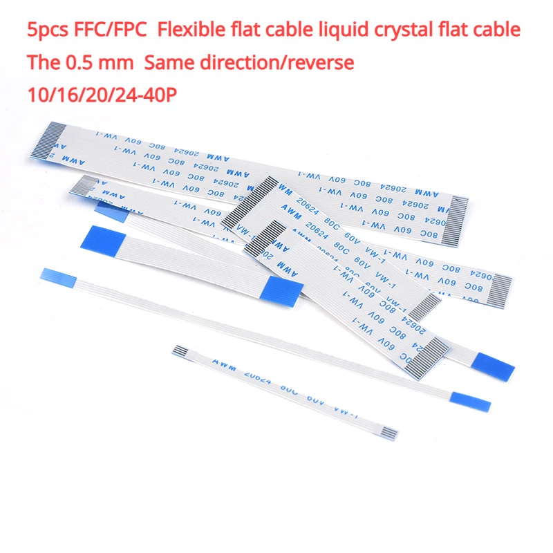 5pcs FFC/FPC Flexible flat cable liquid crystal flat cable The 0.5 mm Same direction/reverse 10/16/20/24-40P
5pcs FFC/FPC Flexible flat cable liquid crystal flat cable The 0.5 mm Same direction/reverse 10/16/20/24-40P