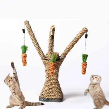 섬유 안전 및 무독성 고양이 긁개 당근 등반 나무 장난감, 활동적인 고양이용 쉬운 조립
