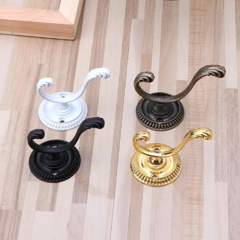 

Heavy Duty Wall Hooks Antique Hanger Sturdy Decorative Coat Racks Zinc Alloy Double Hook for Hanging Hats Towels Keys