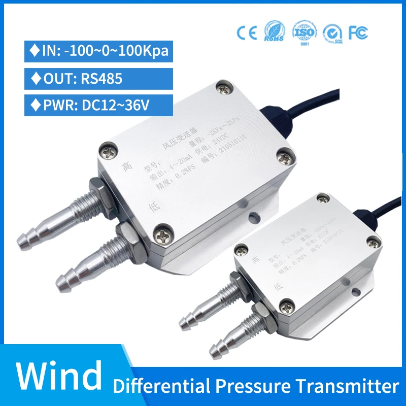 

RS485 Low Pressure 1000pa Air Differential Transducer Sensor Tube Micro Boiler Coal Wind Gas Differential Pressure Transmitter