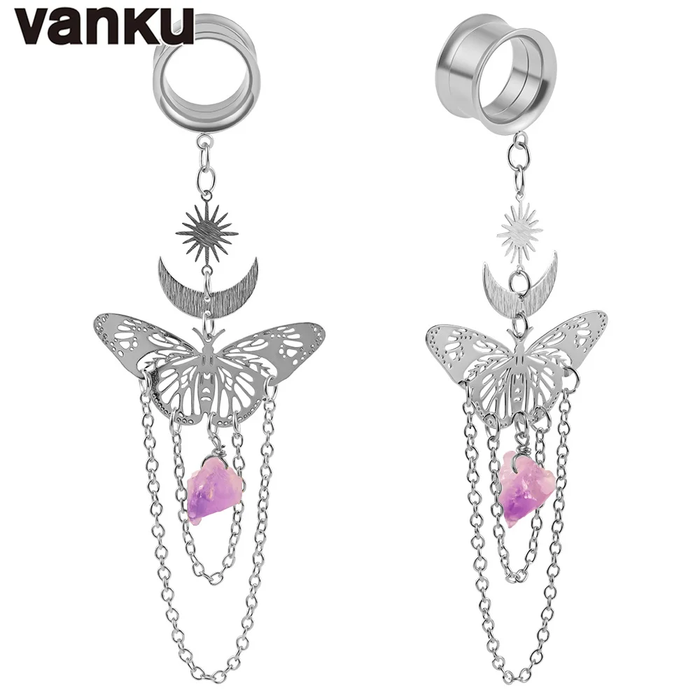 Vanku 2PC Stainless Steel New Butterfly Pendant Chains Dangle Ear Plugs Tunnels Ear Gauges Stretcher Piercing Body Jewelry
Vanku 2PC Stainless Steel New Butterfly Pendant Chains Dangle Ear Plugs Tunnels Ear Gauges Stretcher Piercing Body Jewelry