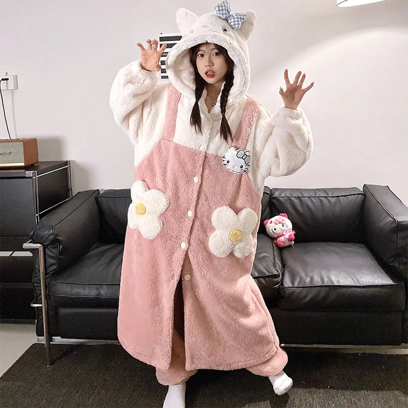 Winter Hello Kitty Kawaii Sanrio Anime Nightgown Hooded Cute Cartoon Kt Cat Coat Pants Pajama Home Wear Clothes Toys for Girls
Winter Hello Kitty Kawaii Sanrio Anime Nightgown Hooded Cute Cartoon Kt Cat Coat Pants Pajama Home Wear Clothes Toys for Girls