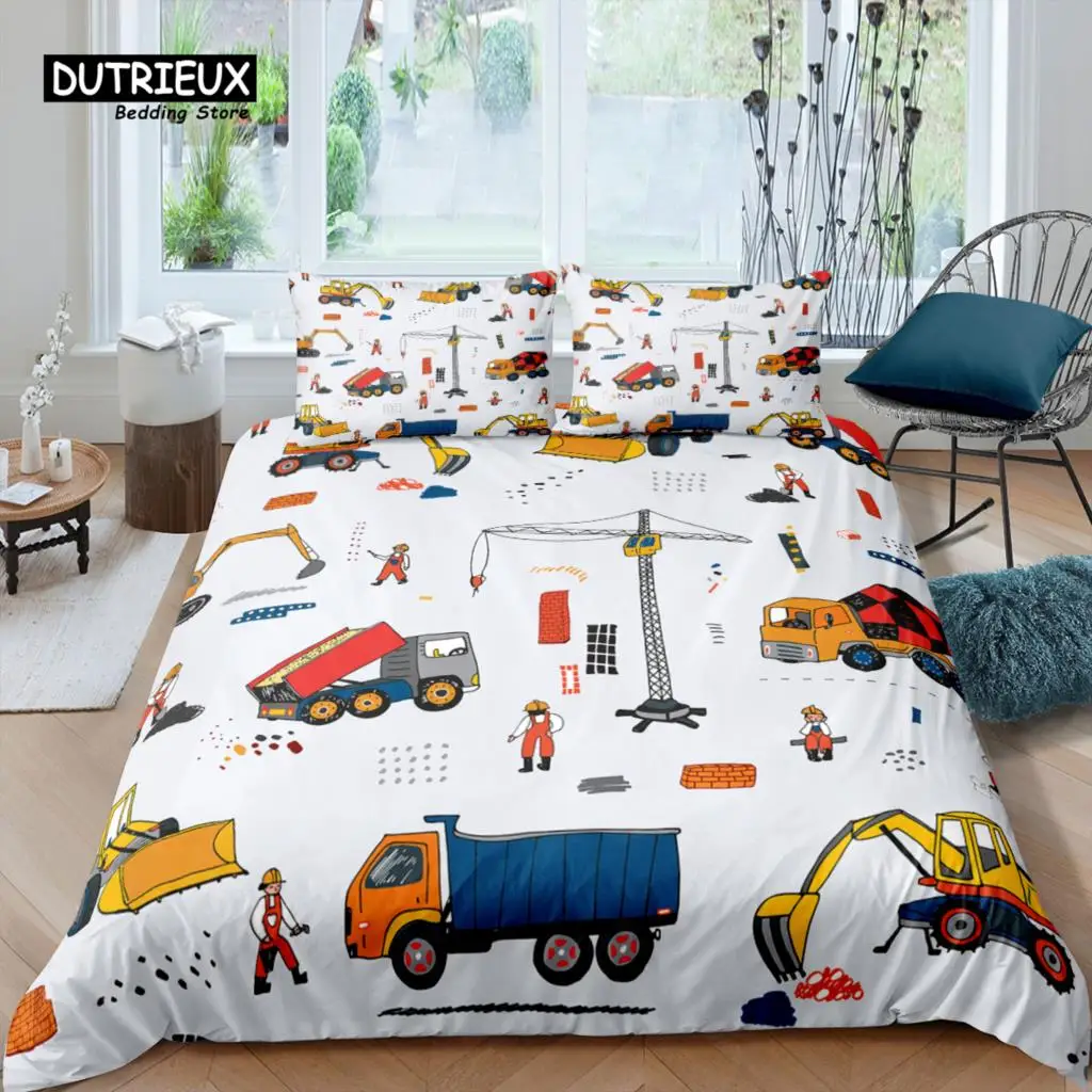 

Home Living Luxury 3D Excavator Bedding Set Tractor Duvet Cover Pillowcase Queen and King EU/US/AU/UK Size Comforter Bedding