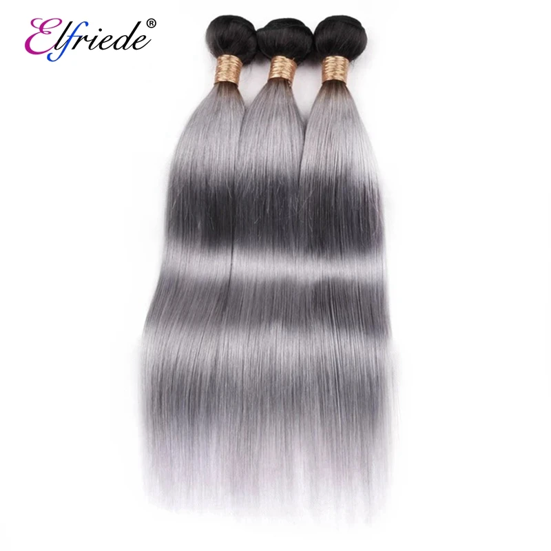 

Elfriede T1B/Grey Straight Ombre Colored Human Hair Bundles Remy 100% Human Hair Extensions 3/4 Bundles Deals Human Hair Weaves