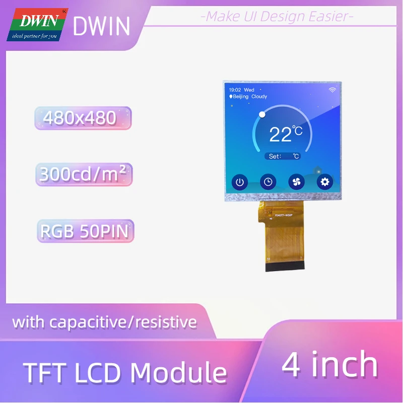DWIN 4 Inch Full Viewing Angle 480x480 Resistive Capacitive Touch Screen IPS TFT LCD Display Module For ESP32 LI48480T040HA3098
DWIN 4 Inch Full Viewing Angle 480x480 Resistive Capacitive Touch Screen IPS TFT LCD Display Module For ESP32 LI48480T040HA3098