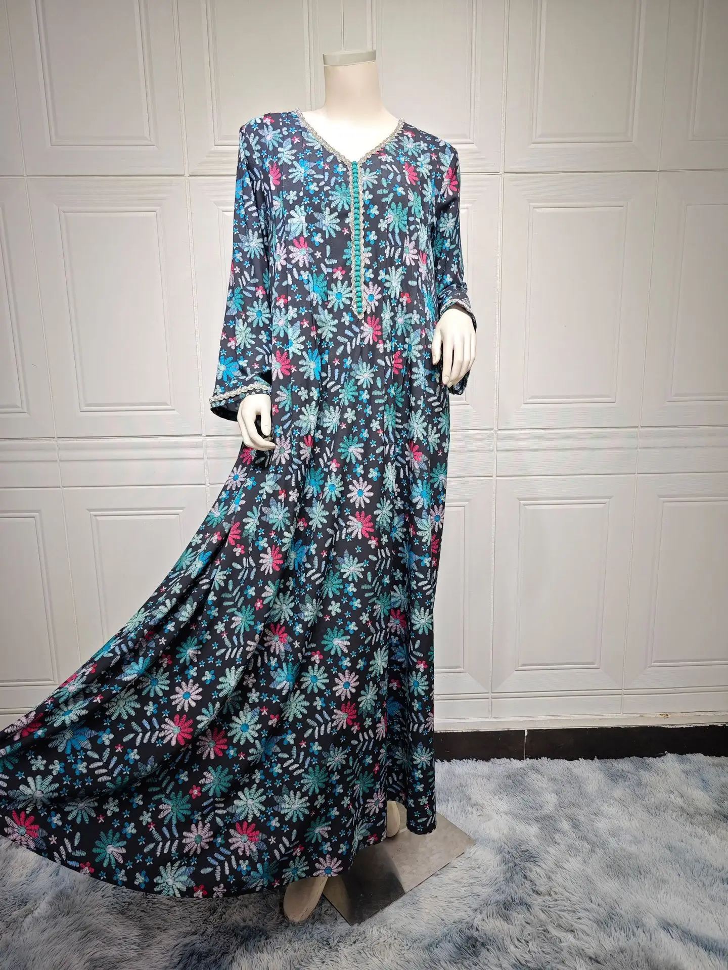 فستان عباية إسلامية للنساء ، مطبوع بالورود ، الماس ، الجلابية ، فساتين حفلات المغرب ، قفطان إسلام فيستدوس ، رداء عربي طويل ، دبي فستان عباية إسلامية للنساء ، مطبوع بالورود ، الماس ، الجلابية ، فساتين حفلات المغرب ، قفطان إسلام فيستدوس ، رداء عربي طويل ، دبي