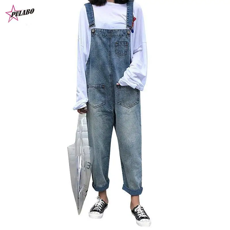 

PULABO Fashion Women Denim Jumpsuit Ladies Spring Fashion Loose Jeans Rompers Female Casual Overall Playsuit With Pocket