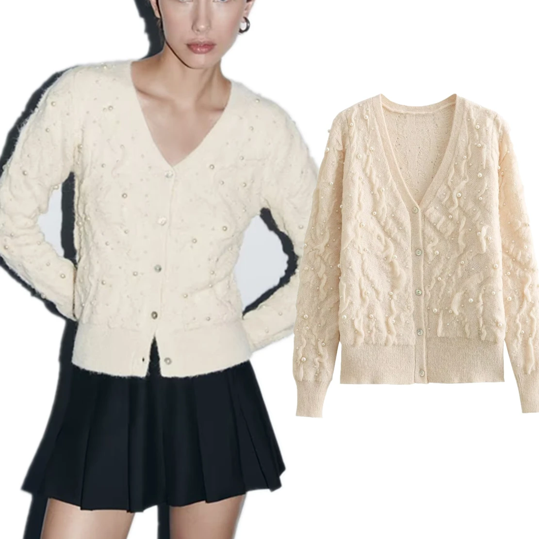 Dave&Di Autumn/Winter French Elegant Pearl Texture Jacquard Vintage Knitted Cardigan Coat Casual Jacket Women Tops
Dave&Di Autumn/Winter French Elegant Pearl Texture Jacquard Vintage Knitted Cardigan Coat Casual Jacket Women Tops