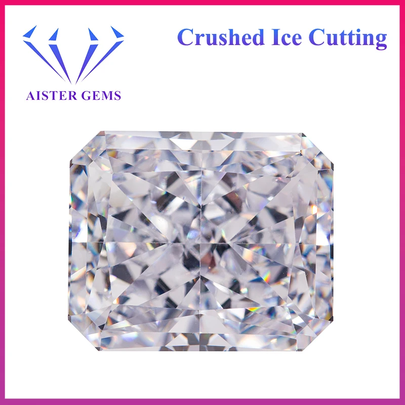 

New Crushed Ice Cut Cubic Zirconia White Color Radiant Crushed Shape High Carbon Diamonds 4K Cutting 5A Quality CZ Gemstones