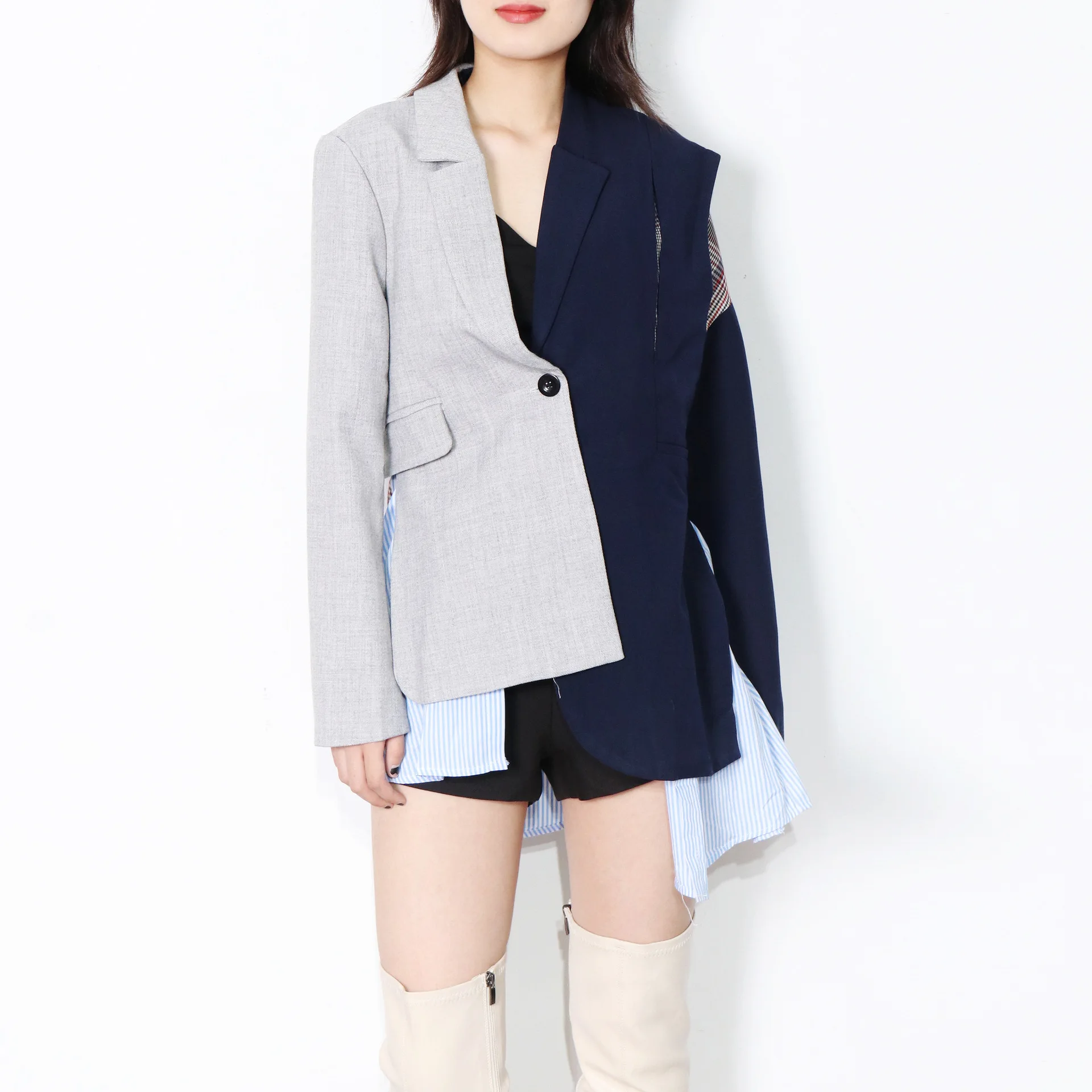 SuperAen Irregular Patchwork Workplace Coat 2022 Spring New One-button Design Office Lady Short Suit Jacket Women
SuperAen Irregular Patchwork Workplace Coat 2022 Spring New One-button Design Office Lady Short Suit Jacket Women