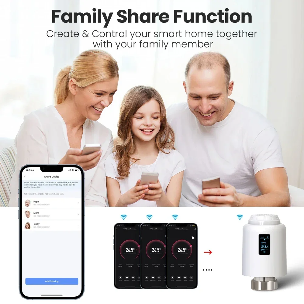 Термостатический клапан радиатора Tuya, программируемый привод Bluetooth, TRV, Wi-Fi, с поддержкой Alexa, Google Home
Термостатический клапан радиатора Tuya, программируемый привод Bluetooth, TRV, Wi-Fi, с поддержкой Alexa, Google Home