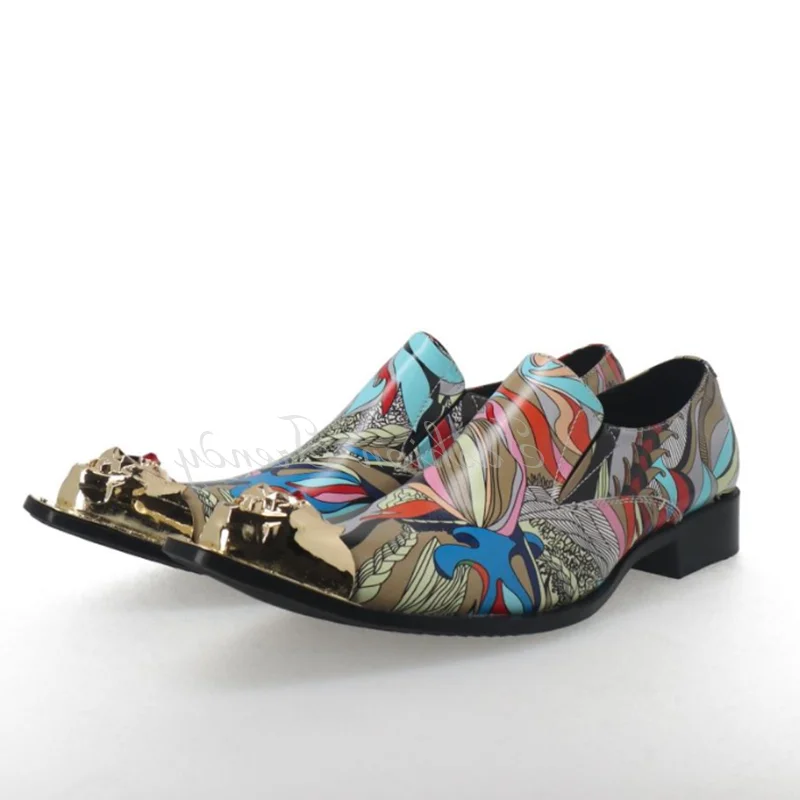 Colorful Graffiti Men Leather Shoes Metal Square Toe Engraved Oxfords Curved Toe Low Heel Blue Totem Printing Loafers Party Shoe
Colorful Graffiti Men Leather Shoes Metal Square Toe Engraved Oxfords Curved Toe Low Heel Blue Totem Printing Loafers Party Shoe