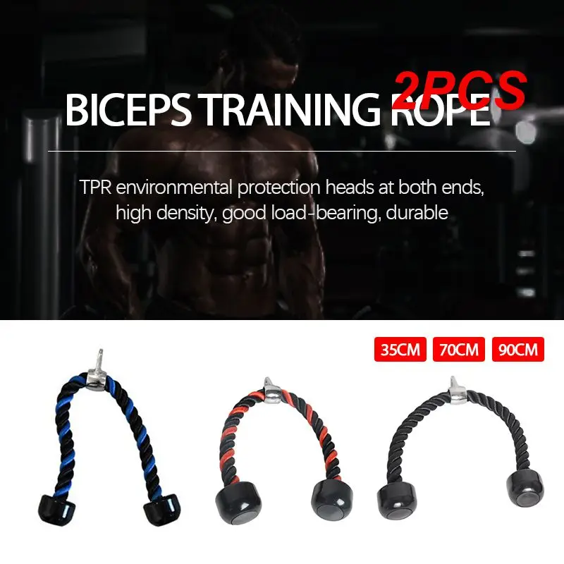 

2PCS Fitness Home Gym Cable Machines Attachment Crossfit Bodybuilding Muscle Strength Training Workout Accessories Tricep