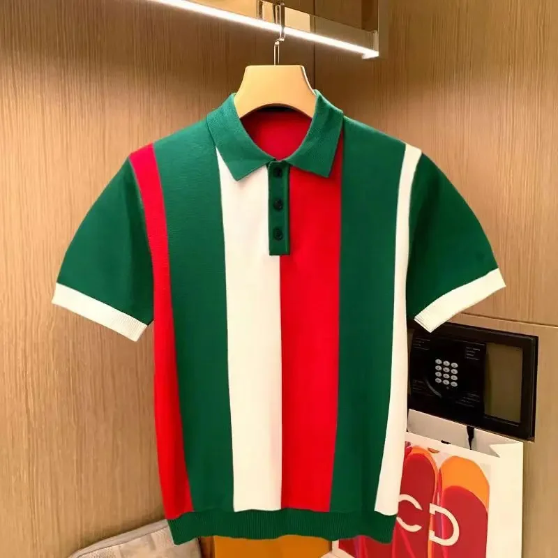 Spring Summer New Men's Knitted Shirt Striped Casual Slim Tees Men Lapel Business Pullover Polo Short Sleeve Tops
Spring Summer New Men's Knitted Shirt Striped Casual Slim Tees Men Lapel Business Pullover Polo Short Sleeve Tops