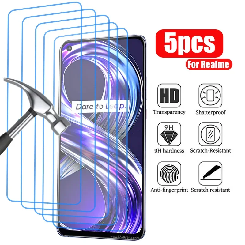 

5PCS Tempered Glass for Realme GT Neo 3 2 8i C11 C21 Pro Plus 5G Screen Protector for Realme 9 8 7 X2 Pro Plus
