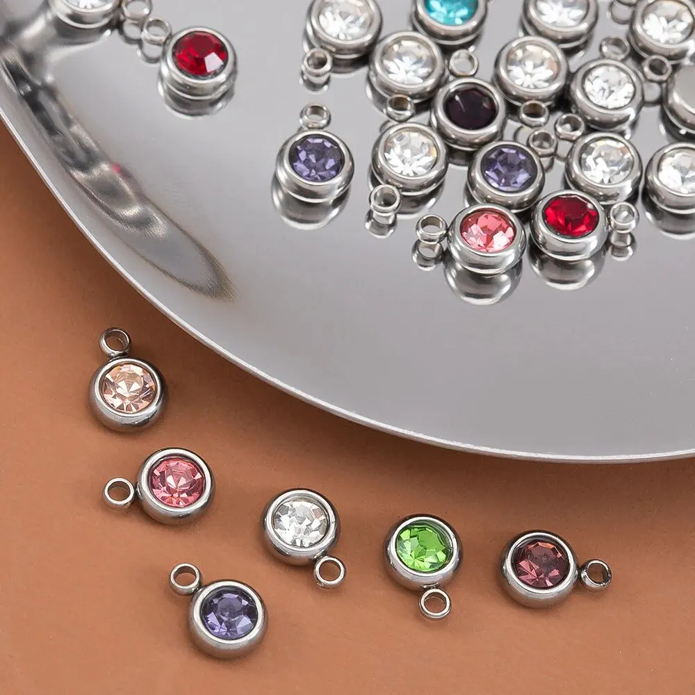 20pcs Mixed Color Stainless Steel Rhinestone Bead Charms 6mm Small Crystal Pendant for Women DIY Jewelry Necklace Bracelet Maing 20pcs Mixed Color Stainless Steel Rhinestone Bead Charms 6mm Small Crystal Pendant for Women DIY Jewelry Necklace Bracelet Maing