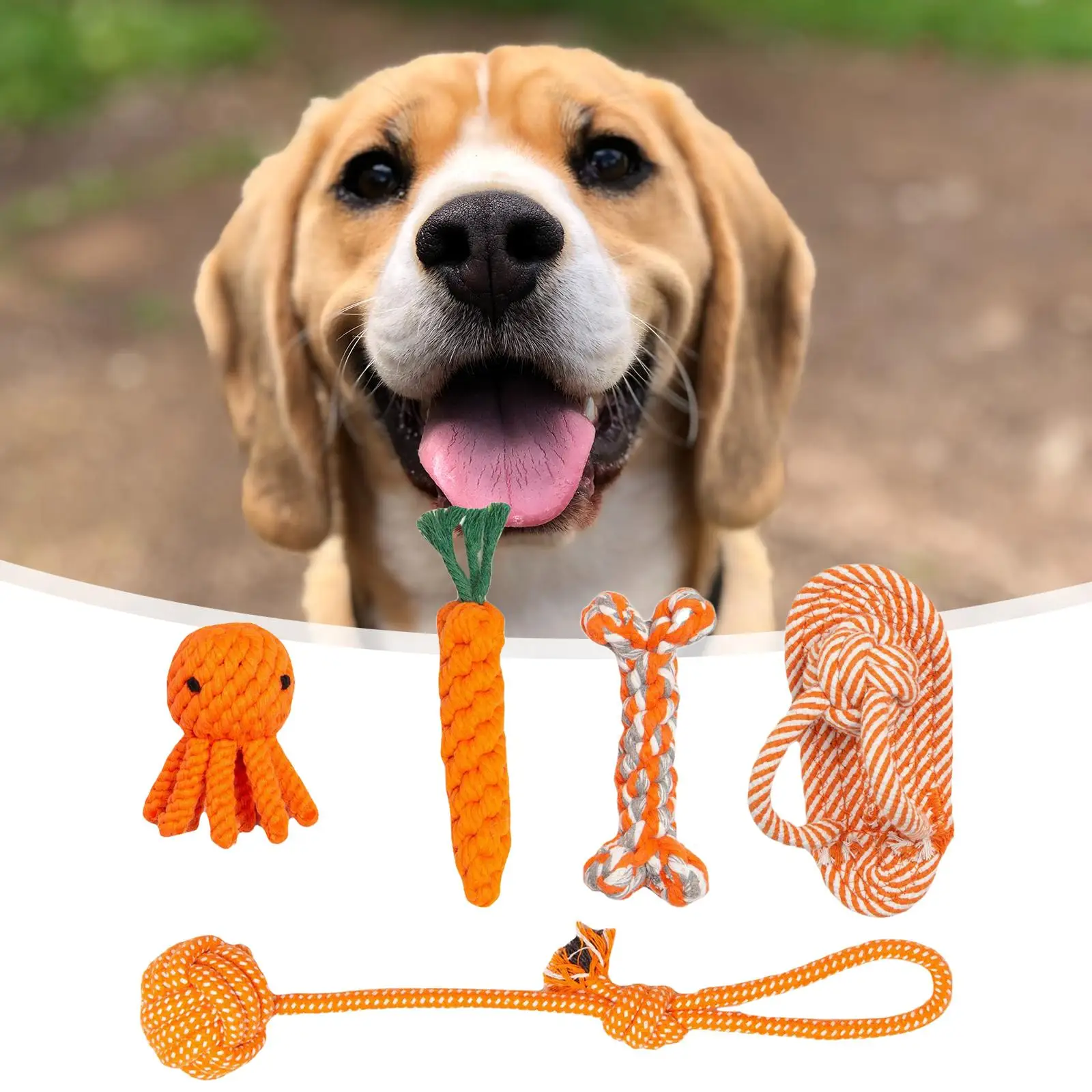 

5x Dog Chew Toys Dog Playing Toys Braided Rope Toys for Puppy Indoor Outdoor