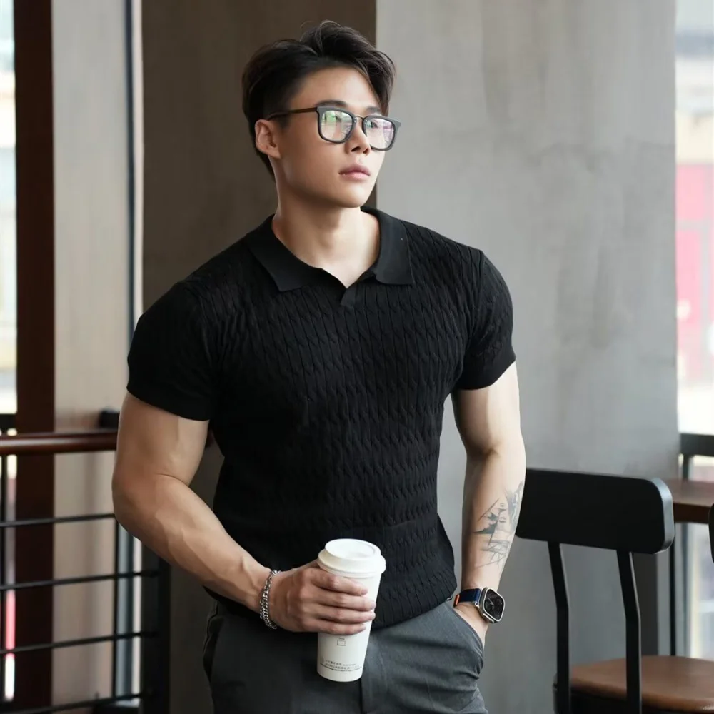 Luxury Brands Summer Short Sleeve Polo Shirt Men Casual Sports Breathable Knitted Fitness Stretch T-shirt Slim Business Tops
Luxury Brands Summer Short Sleeve Polo Shirt Men Casual Sports Breathable Knitted Fitness Stretch T-shirt Slim Business Tops