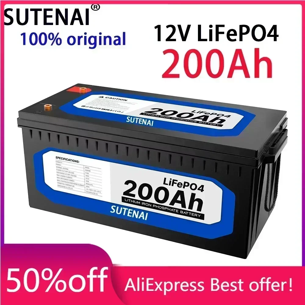 12V 200Ah LiFePO4 Battery Built-in BMS Lithium Iron Phosphate Cell For RV Campers Golf Cart Off-Road Off-Grid Solar With Charger
12V 200Ah LiFePO4 Battery Built-in BMS Lithium Iron Phosphate Cell For RV Campers Golf Cart Off-Road Off-Grid Solar With Charger