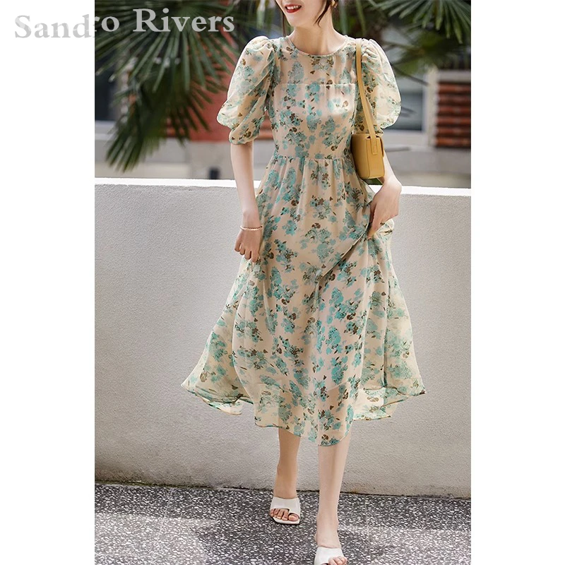 Sandro Rivers Chiffon Floral Dress Women's Spring And Summer Temperament Bubble Sleeve Backless Dresses
Sandro Rivers Chiffon Floral Dress Women's Spring And Summer Temperament Bubble Sleeve Backless Dresses