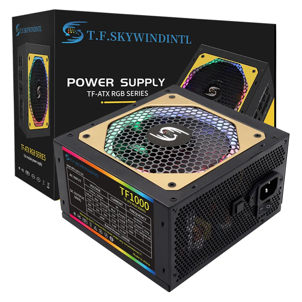 

T.F.SKYWINDINTL NEW Gold 1000W Computer TF1000 Full Modular PC Power Supply Medal Active PFC ATX