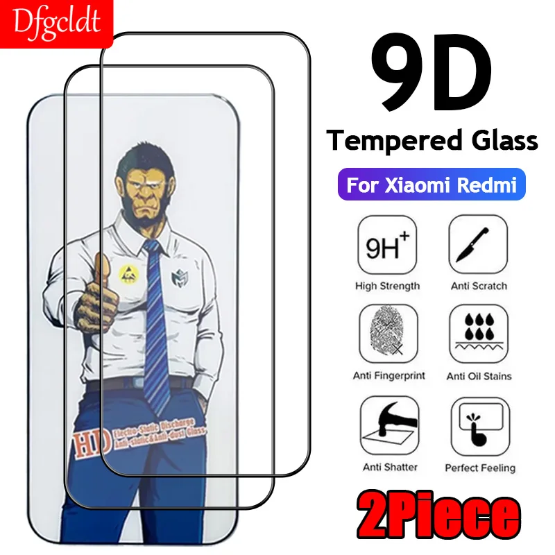 

9D Full Glue Tempered Glass For Xiaomi Redmi Note 13 12 11 Pro Plus 12S 11S Screen Protector For Redmi 13C 12C 10C 10A 9C 9A 9T