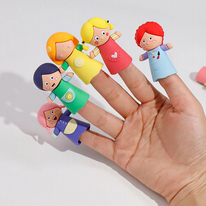 

5Pcs Cartoon Cute Girl Silicone Finger Puppet Toy Kids Puzzle Early Education Toys Parent-child Interaction Storytelling Prop