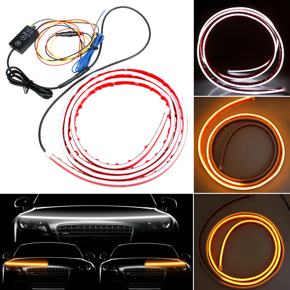 12V LED Car Hood Light Strip Scan Daytime Running Light Dynamic Flowing Turn Signal Flexible Strip DRL Two Color DRL Amber White
12V LED Car Hood Light Strip Scan Daytime Running Light Dynamic Flowing Turn Signal Flexible Strip DRL Two Color DRL Amber White