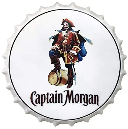 

Captain Morgan Decorative Bottle Caps Metal Tin Signs Cafe Beer Bar Decoration Plat Wall Art Plaque Vintage Home Decor