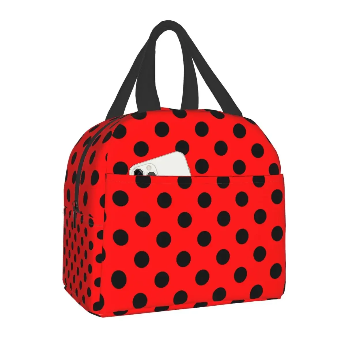 

Классическая изолированная сумка для ланча в горошек для женщин, Термосумка-холодильник для бенто, сумка для хранения для офиса, работы, школы, кемпинга, путешествий, пикника