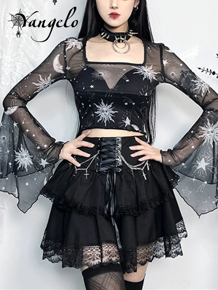 Yangelo Fashion Sexy See Through Slim Mesh Printed Trumpet Sleeve T-shirt Female Y2K Grunge Punk Square Collar Corset Top
Yangelo Fashion Sexy See Through Slim Mesh Printed Trumpet Sleeve T-shirt Female Y2K Grunge Punk Square Collar Corset Top