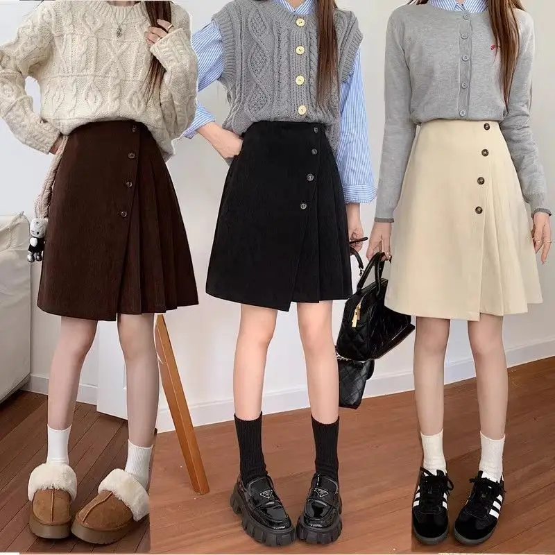 Women Corduroy Skirt Korean Chic Autumn Winter Ladies Solid Thin Versatile High Waist Pleated Short Skirts Female 2024 C116
Women Corduroy Skirt Korean Chic Autumn Winter Ladies Solid Thin Versatile High Waist Pleated Short Skirts Female 2024 C116