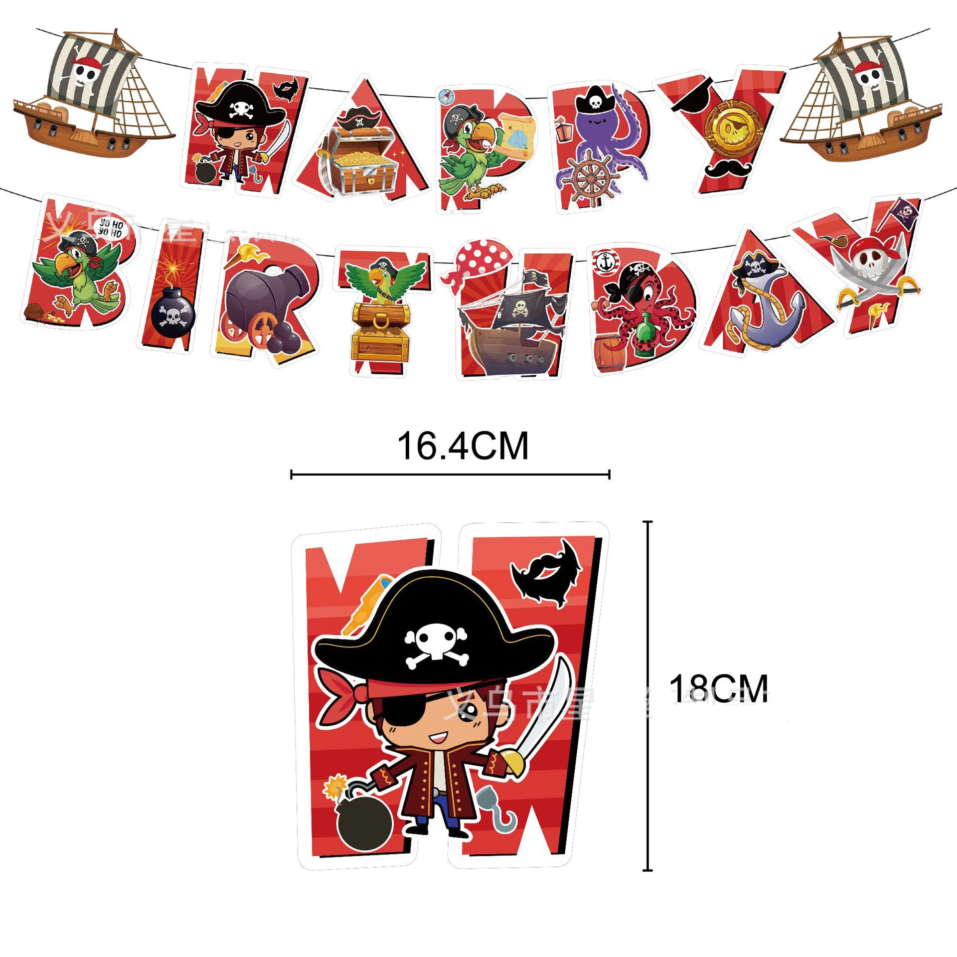 

1Set/lot Pirate Theme DIY Bunting Boys Favors Birthday Flags Decorations Hanging Banner Baby Shower Events Party Supplies