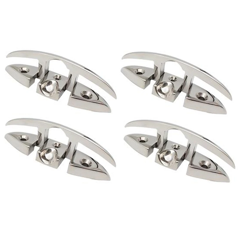 

4PCS Stainless Steel Cleat Marine Hardware Foldable Boat Cleats Folding Deck Mooring Cleat Boat Accessories Parts