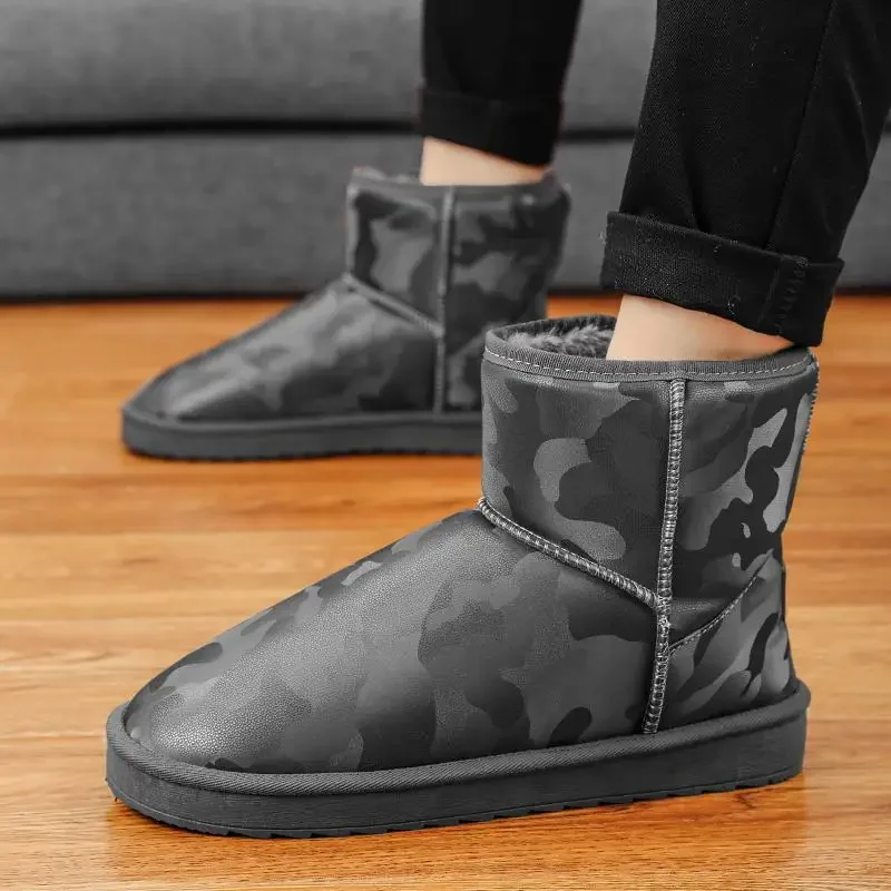 

Мужские зимние теплые ботинки на флисовой подкладке, утепленная хлопковая обувь, мужские короткие ботинки, хлопковая обувь для мужчин