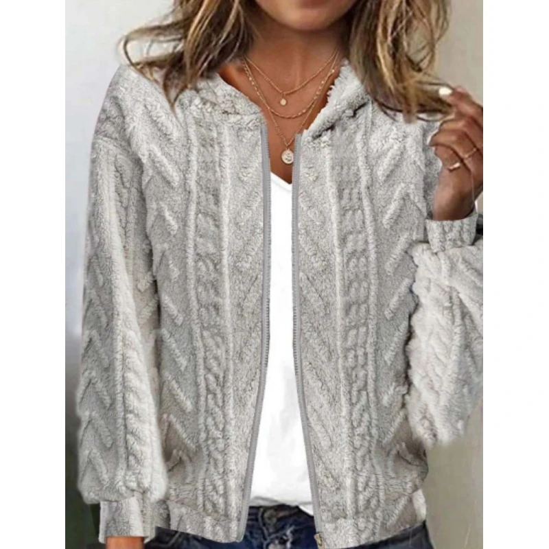 Women's Hooded Jacket Comfortable Casual Zipper 2023 Autumn/Winter New Jacquard Long Sleeve Plush Warm Coat
Women's Hooded Jacket Comfortable Casual Zipper 2023 Autumn/Winter New Jacquard Long Sleeve Plush Warm Coat