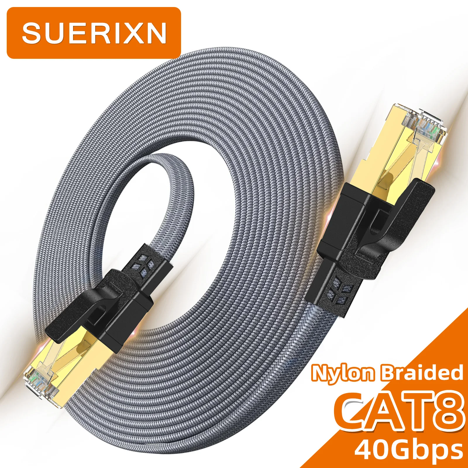 Ethernet Cable Cat 8 40Gbps High Speed Nylon Braided RJ45 Internet Network Lan Cord for PC Modem Router Cable Ethernet Cat8
Ethernet Cable Cat 8 40Gbps High Speed Nylon Braided RJ45 Internet Network Lan Cord for PC Modem Router Cable Ethernet Cat8