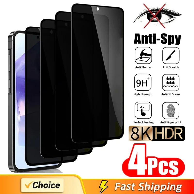 

4Pcs Anti-spy Glass For Samsung Galaxy A55 A15 A54 A34 A13 A14 A53 A52 A12 A33 A23 A32 A73 A03 A50 A21S Privacy Screen Protector