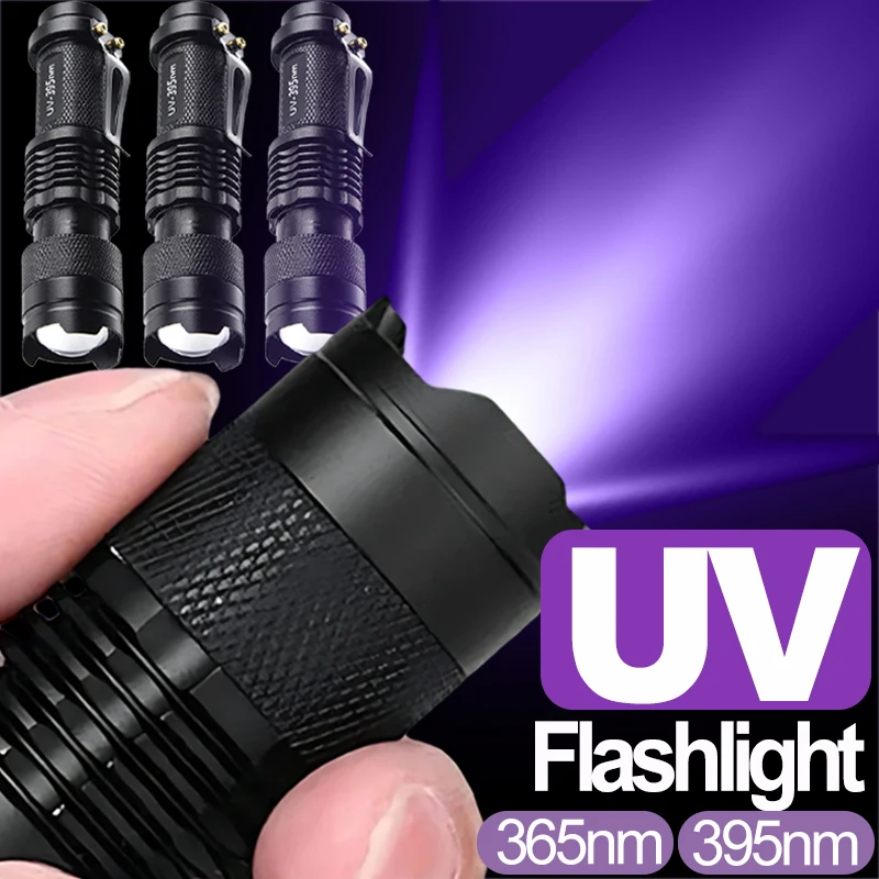 

LED Ultraviolet Torch UV Flashlight 395/365nm Zoomable Waterproof Ultra Violet Lights Portable Pet Urine Stain Inspection Lamps